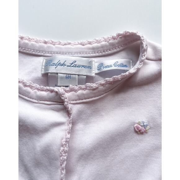 Baby Girl's Ralph Lauren Pima Cotton Embroidered Sleeper Size 6 Mo - Picture 4 of 4